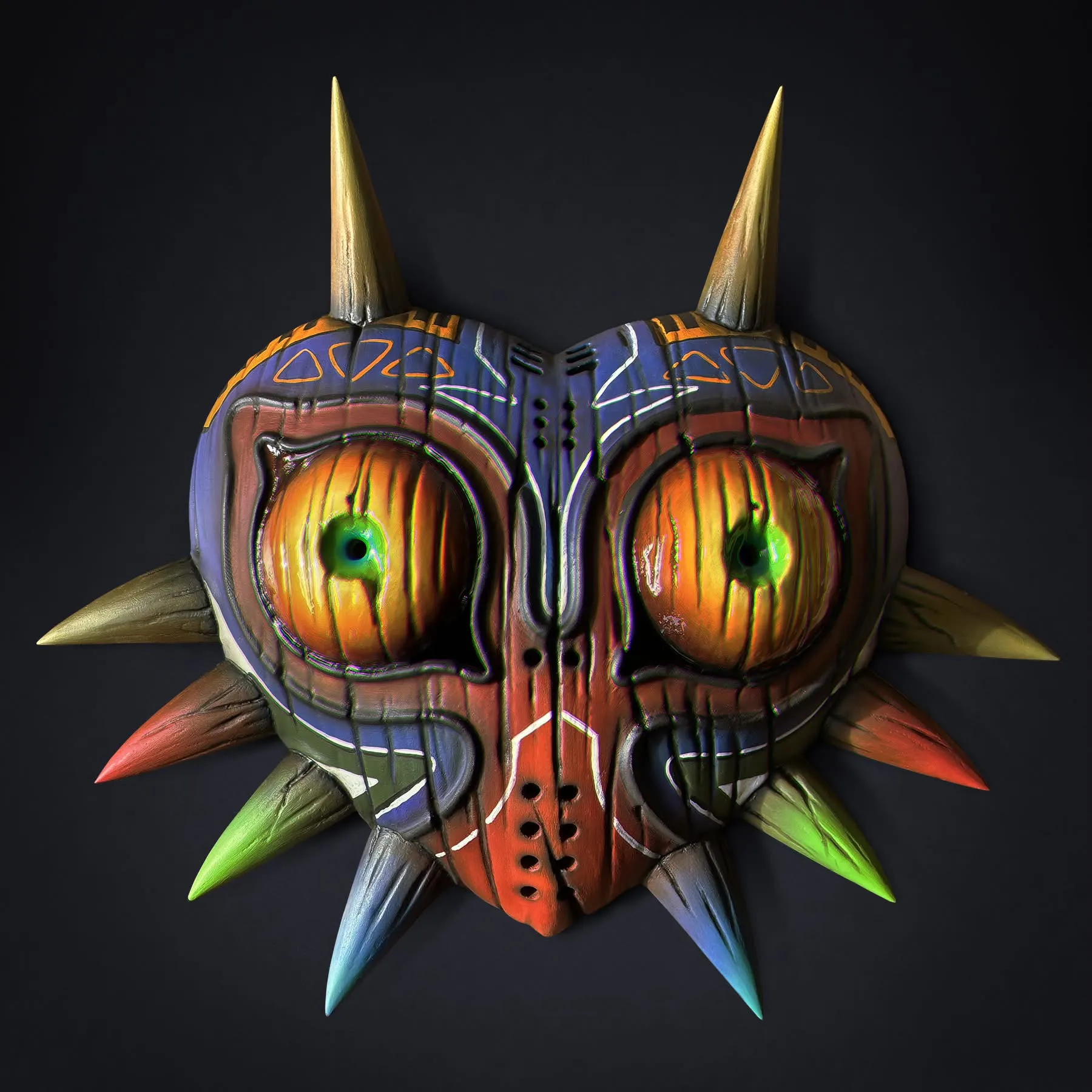 Majora's Mask — bespoke cosplay mask, vivid colour, hand airbrush, one of a kind